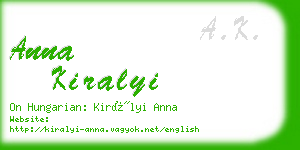 anna kiralyi business card